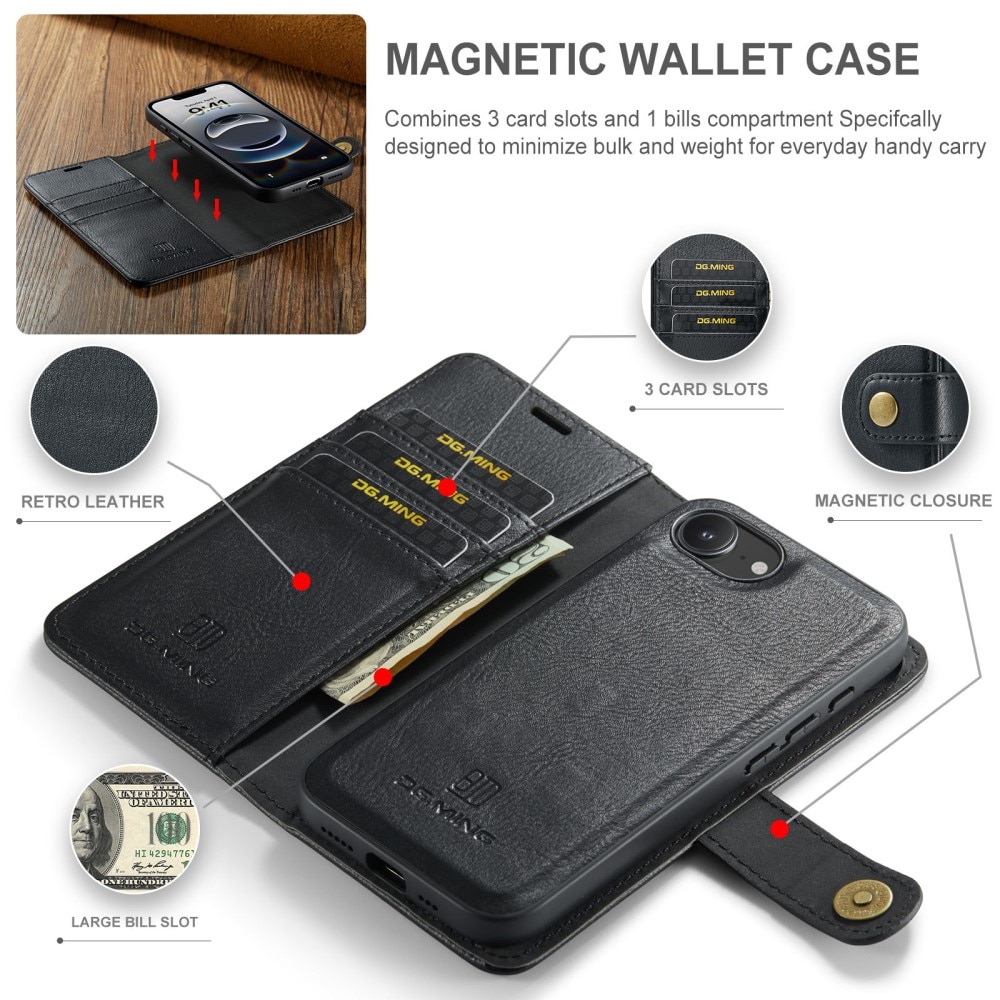 Étui portefeuille Magnet Wallet iPhone 16e, Black