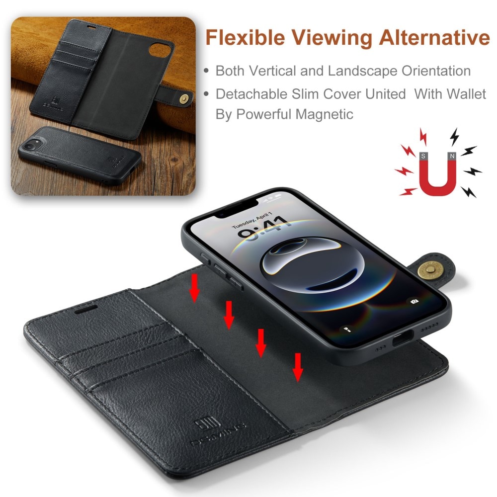 Étui portefeuille Magnet Wallet iPhone 16e, Black