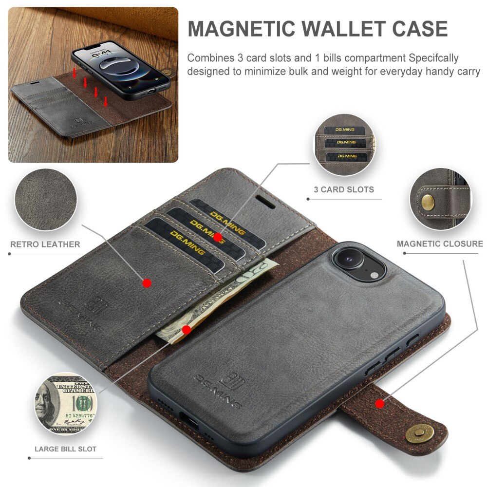 Étui portefeuille Magnet Wallet iPhone 16e, Brown