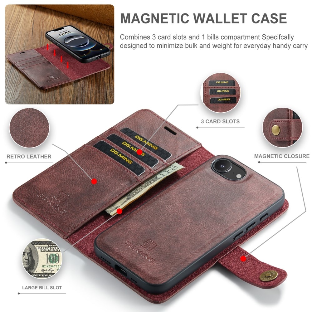Étui portefeuille Magnet Wallet iPhone 16e, Red