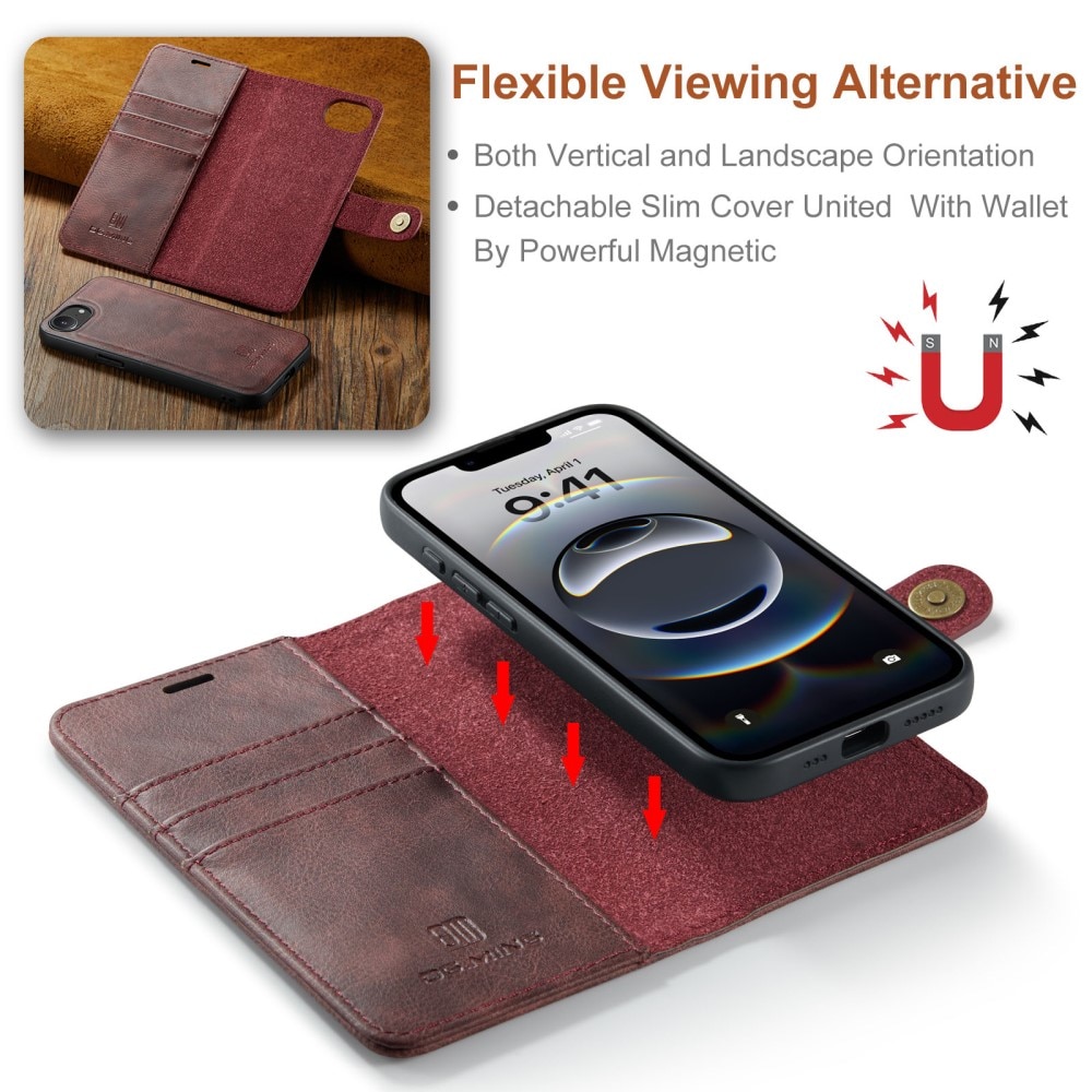 Étui portefeuille Magnet Wallet iPhone 16e, Red