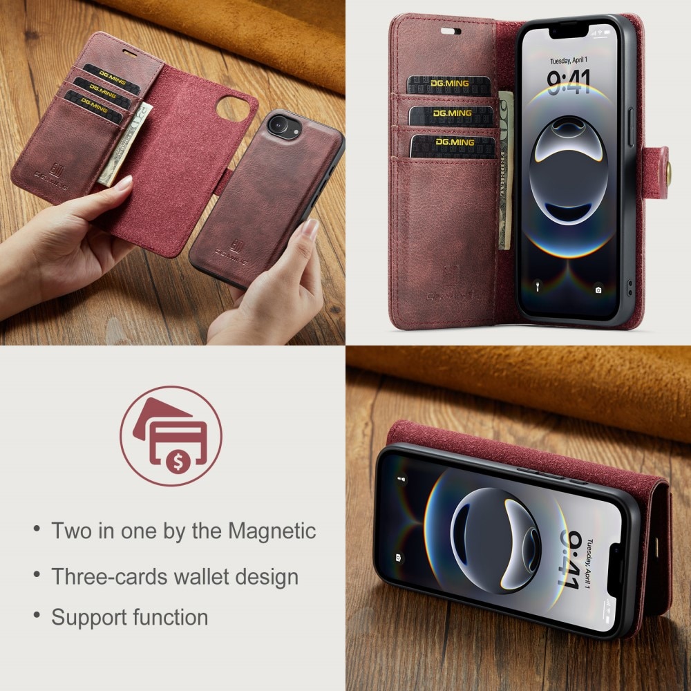 Étui portefeuille Magnet Wallet iPhone 16e, Red