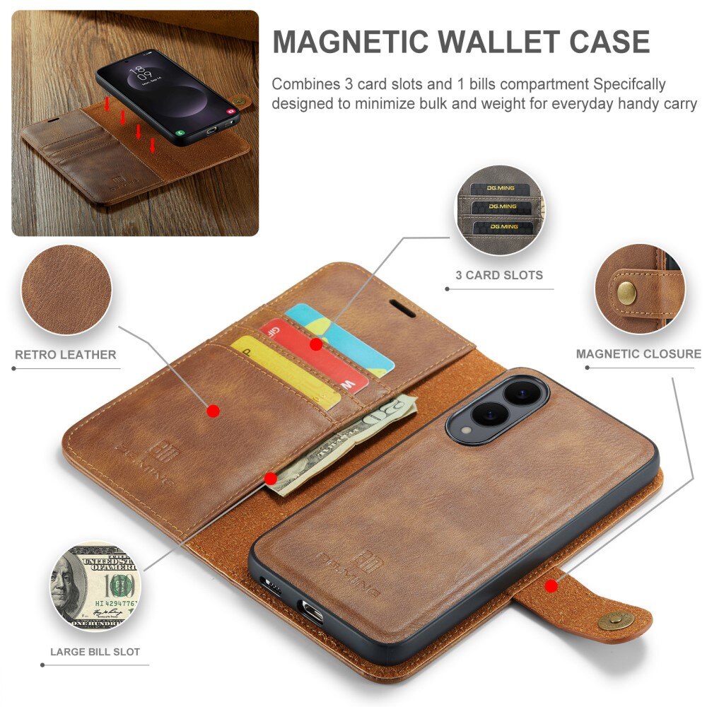 Étui portefeuille Magnet Wallet Samsung Galaxy S25 Edge, Cognac