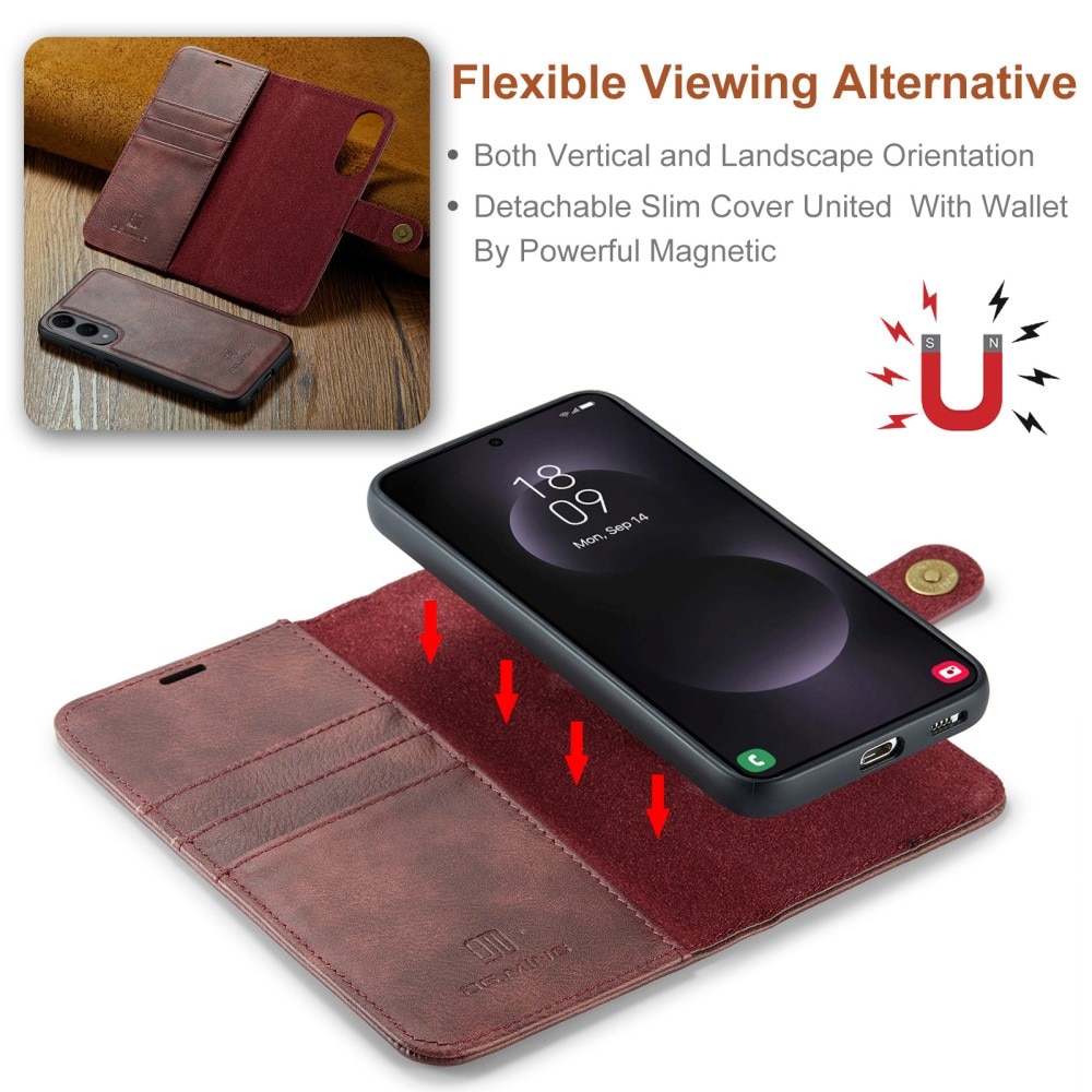 Étui portefeuille Magnet Wallet Samsung Galaxy S25 Edge, Red