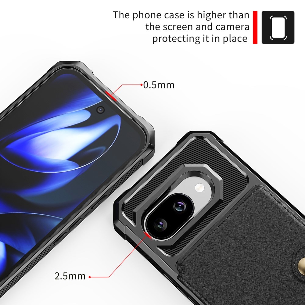 Coque porte-cartes Tough Multi-slot Google Pixel 9a, Noir