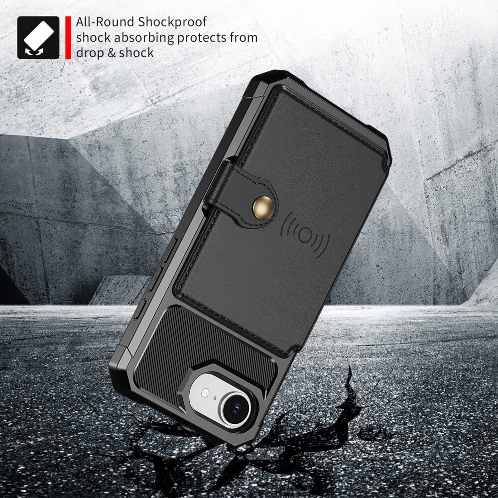 Coque porte-cartes Tough Multi-slot iPhone 16e, Noir