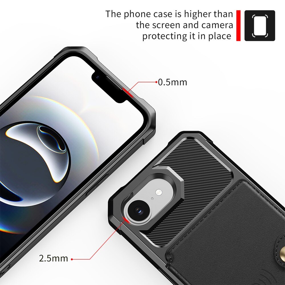 Coque porte-cartes Tough Multi-slot iPhone 16e, Noir