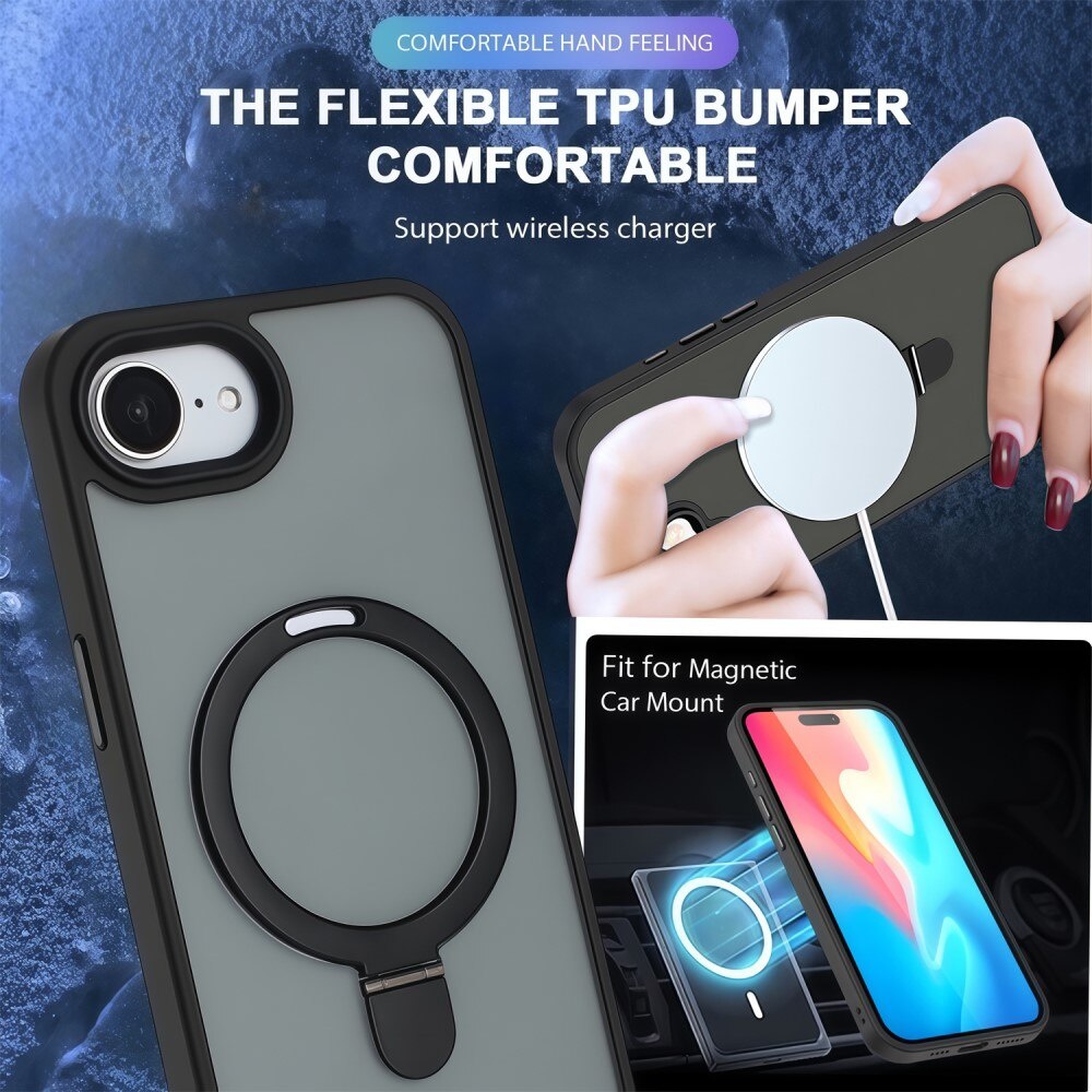 Coque hybride MagSafe Ring iPhone 16e, Noir