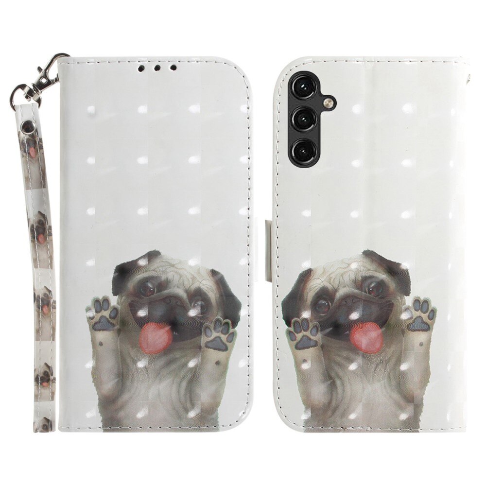 Coque portefeuille 3D Samsung Galaxy A14, chien