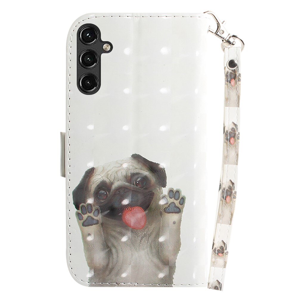 Coque portefeuille 3D Samsung Galaxy A14, chien