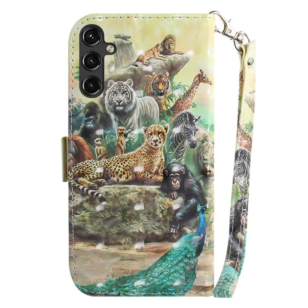 Coque portefeuille 3D Samsung Galaxy A14, jungle