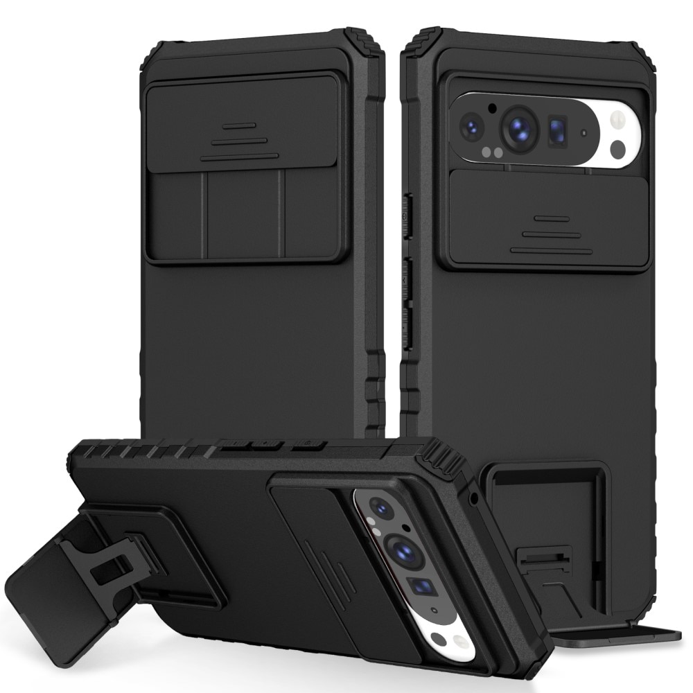 Coque Kickstand avec Protège Caméra Google Pixel 9 Pro XL, Noir