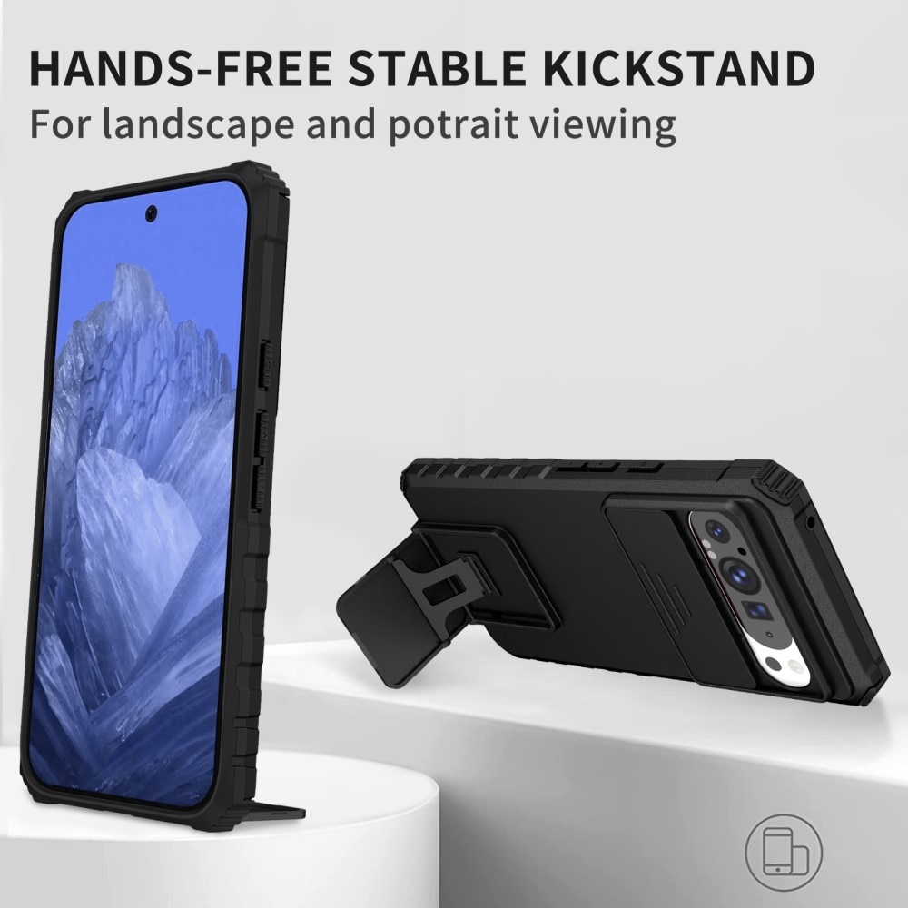 Coque Kickstand avec Protège Caméra Google Pixel 9 Pro XL, Noir