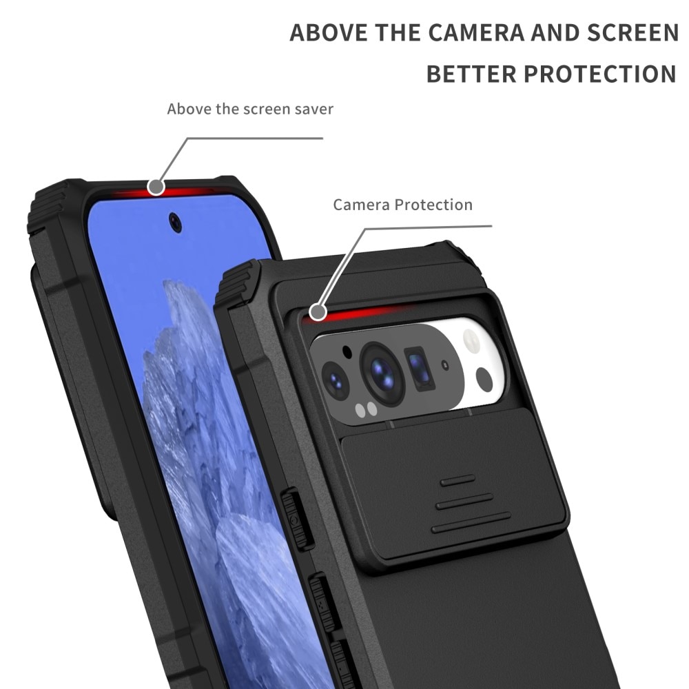 Coque Kickstand avec Protège Caméra Google Pixel 9 Pro XL, Noir