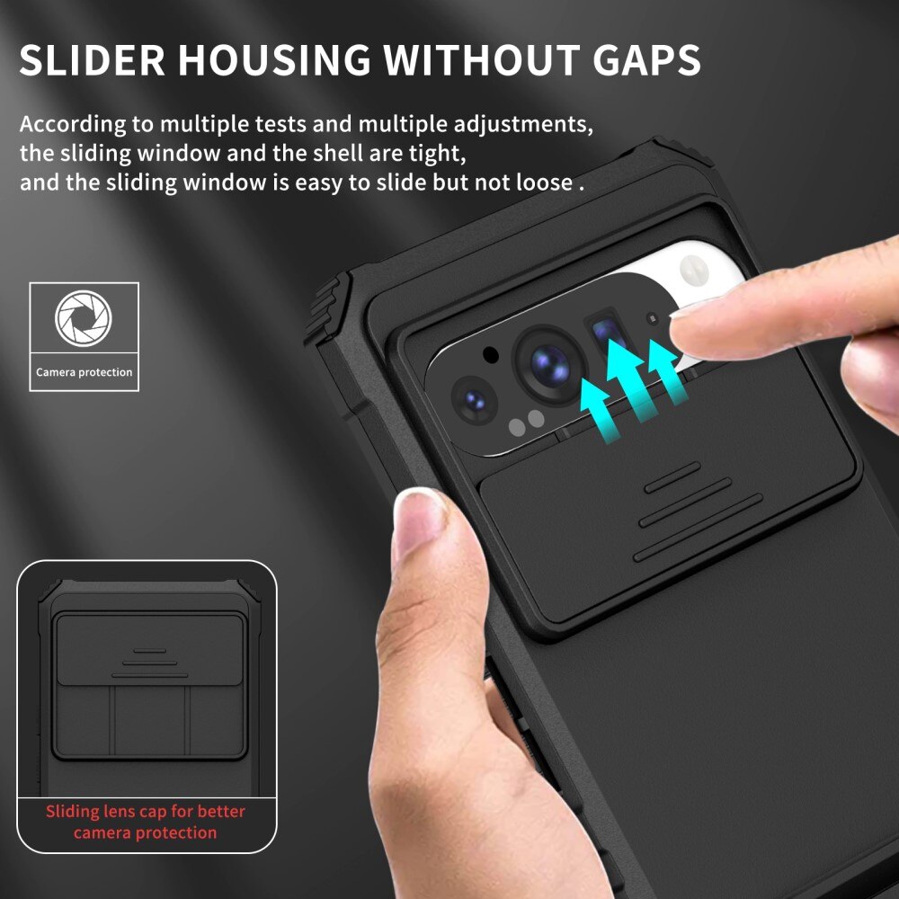 Coque Kickstand avec Protège Caméra Google Pixel 9 Pro XL, Noir