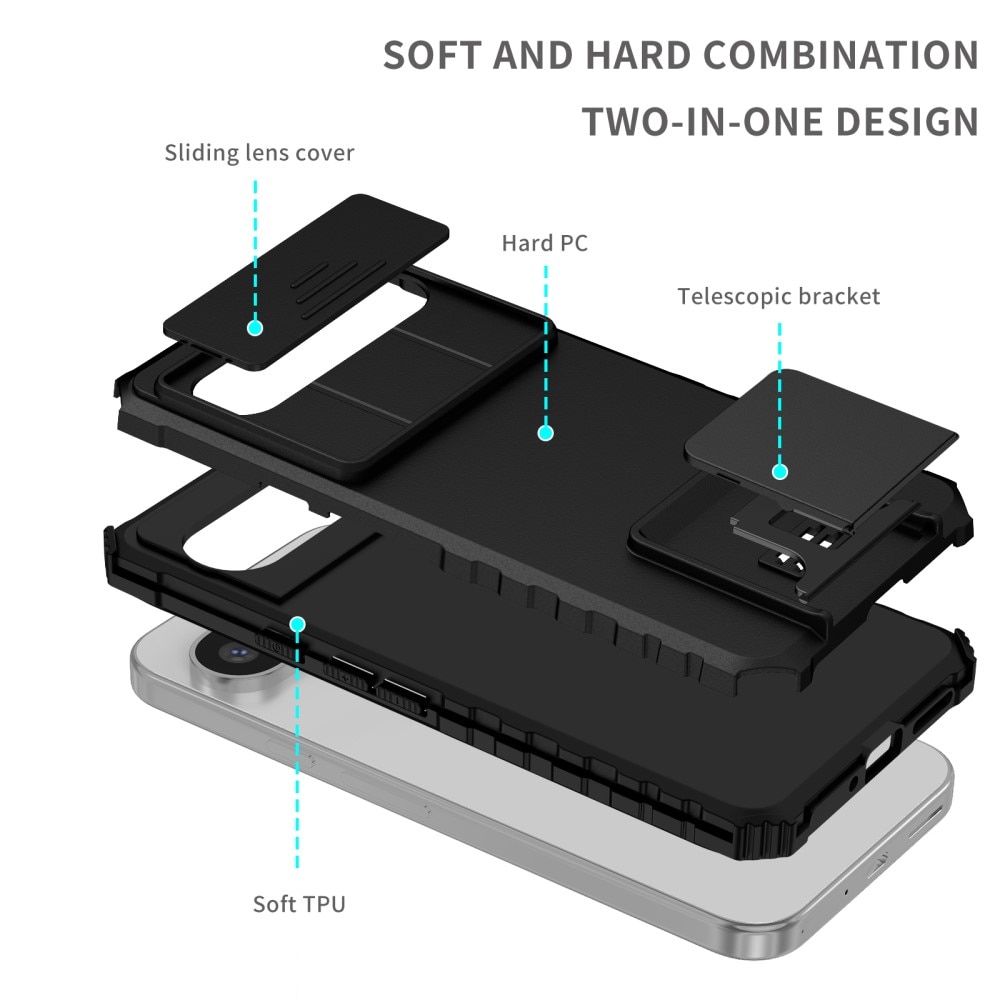 Coque Kickstand avec Protège Caméra Google Pixel 9 Pro XL, Noir
