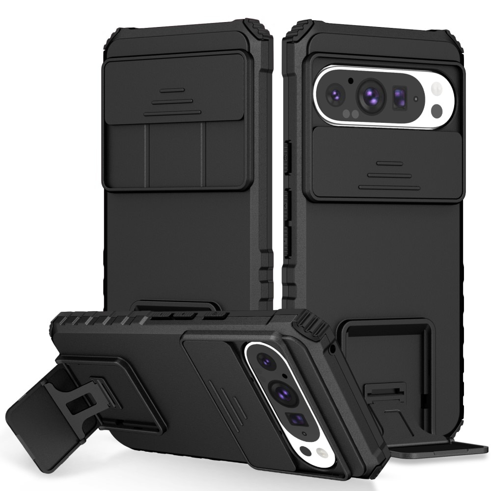 Coque Kickstand avec Protège Caméra Google Pixel 9 Pro, Noir
