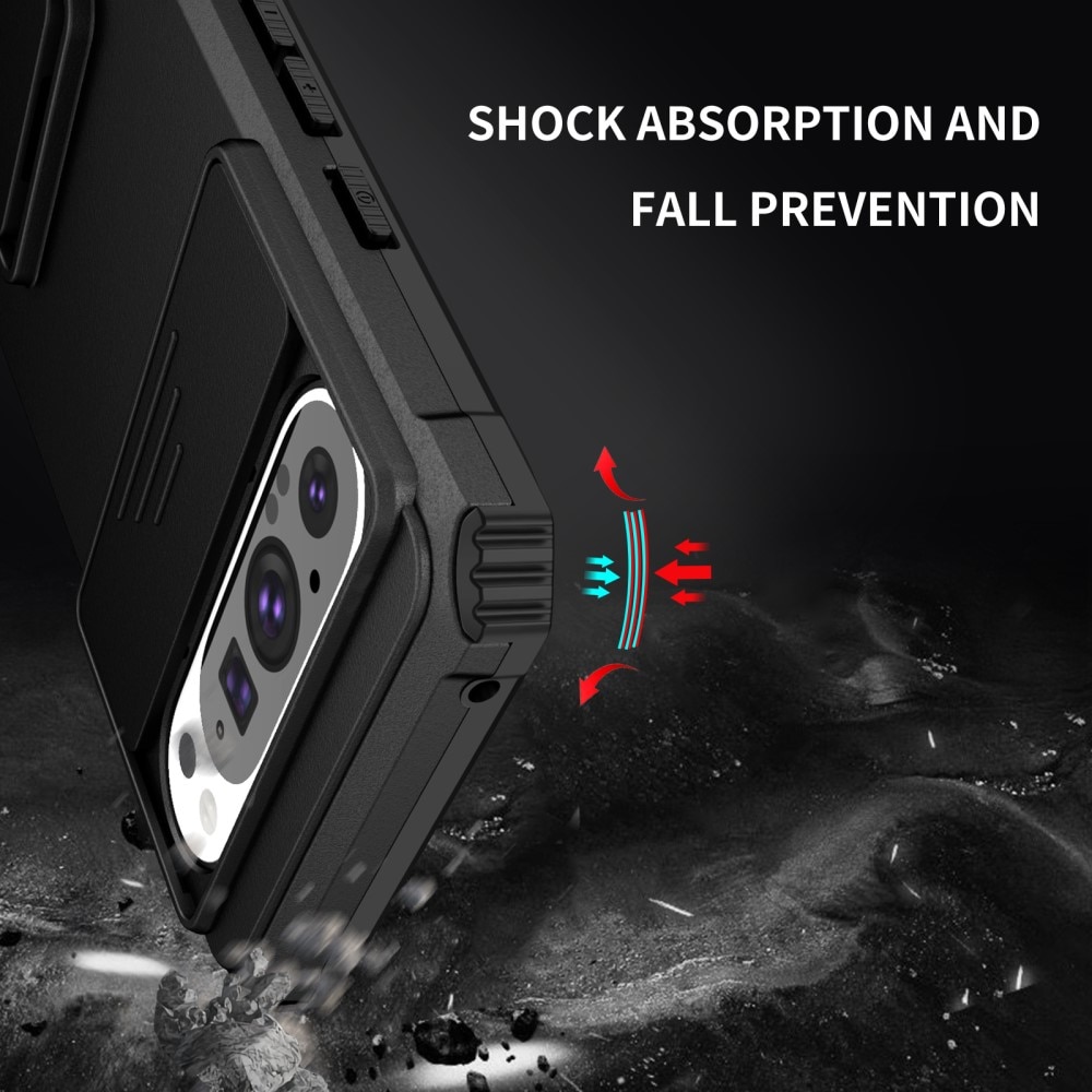 Coque Kickstand avec Protège Caméra Google Pixel 9 Pro, Noir