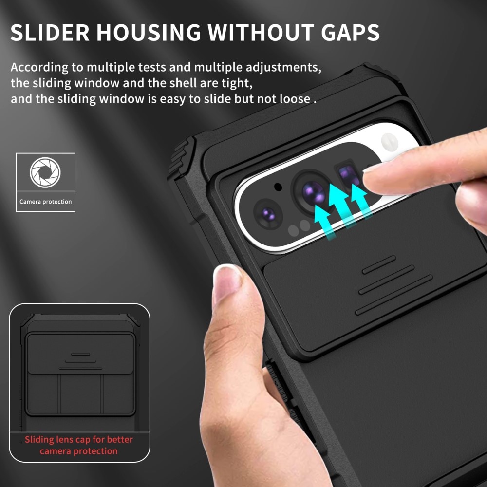 Coque Kickstand avec Protège Caméra Google Pixel 9 Pro, Noir