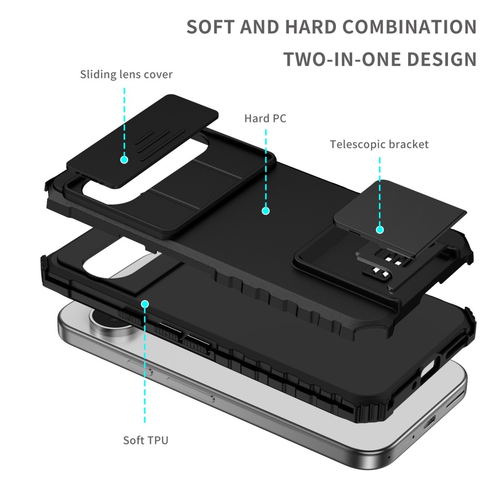 Coque Kickstand avec Protège Caméra Google Pixel 9 Pro, Noir