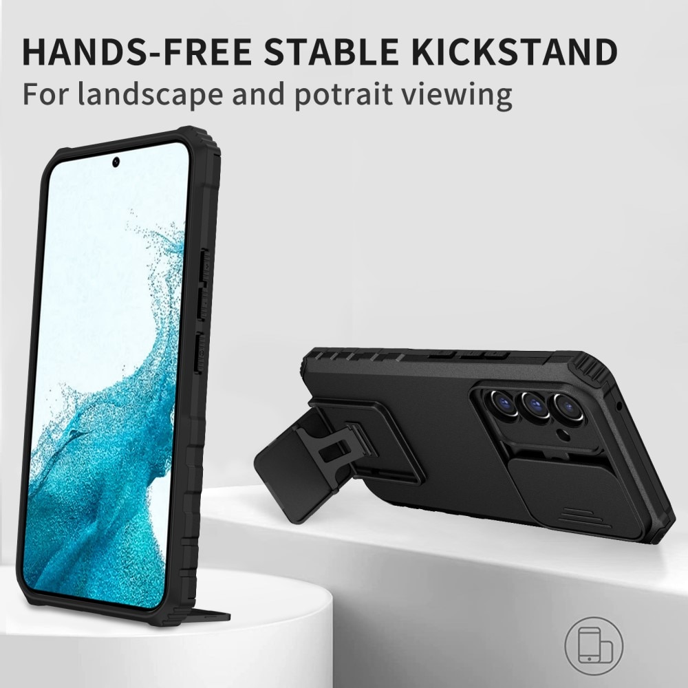 Coque Kickstand avec Protège Caméra Samsung Galaxy A56, Noir