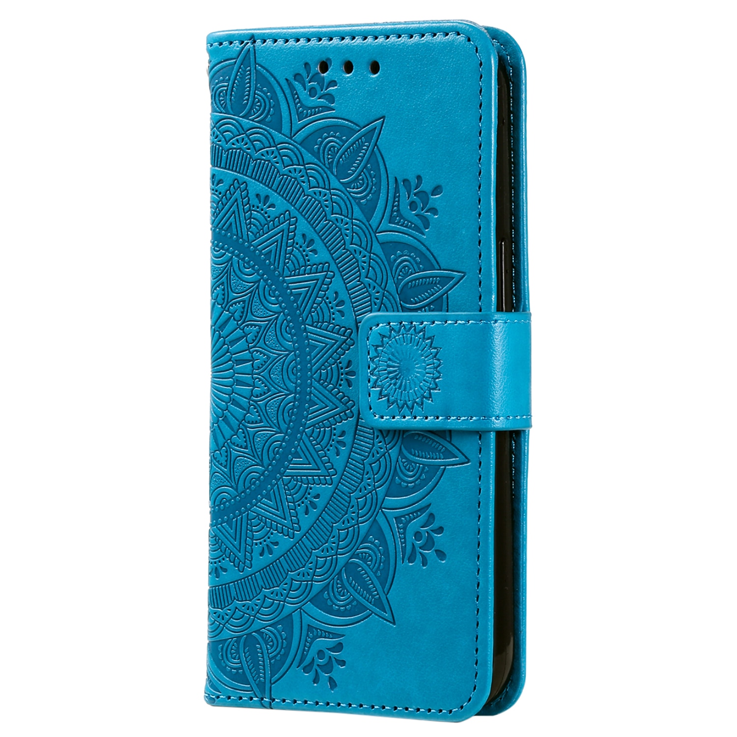 Étui en cuir Mandala Samsung Galaxy A17, Bleu