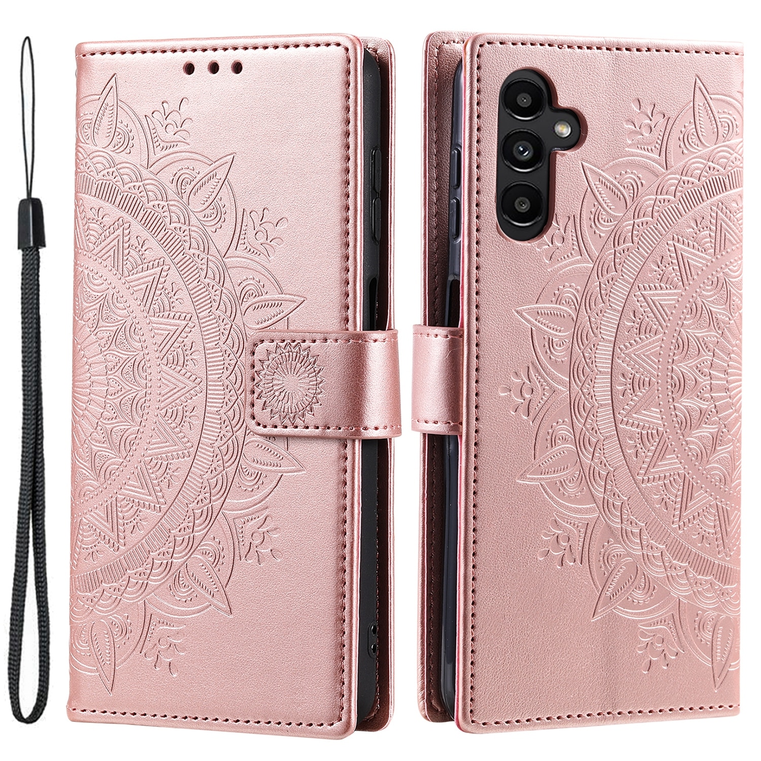 Étui en cuir Mandala Samsung Galaxy A17, Or rose