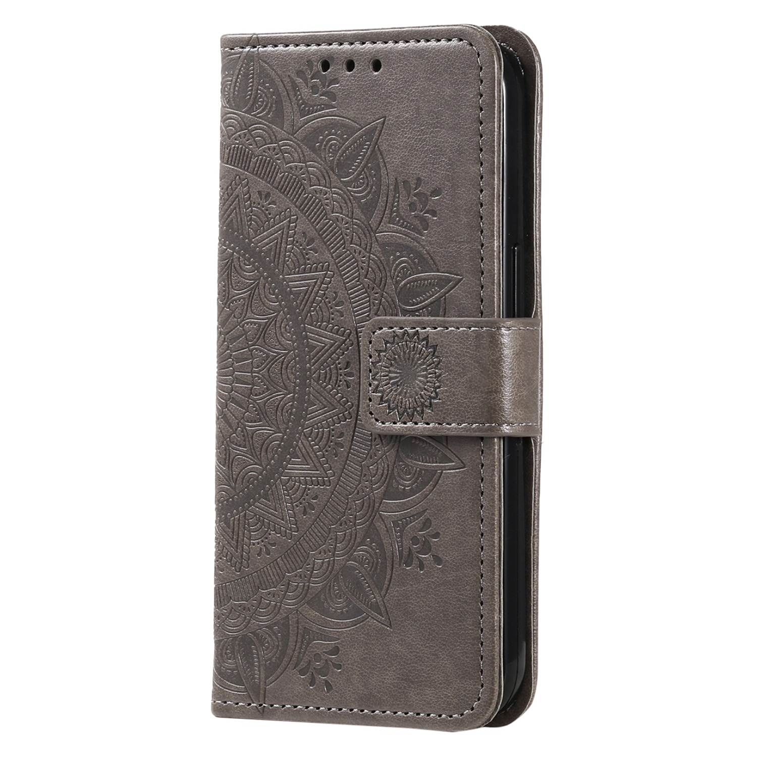 Étui en cuir Mandala Samsung Galaxy A17, Gris