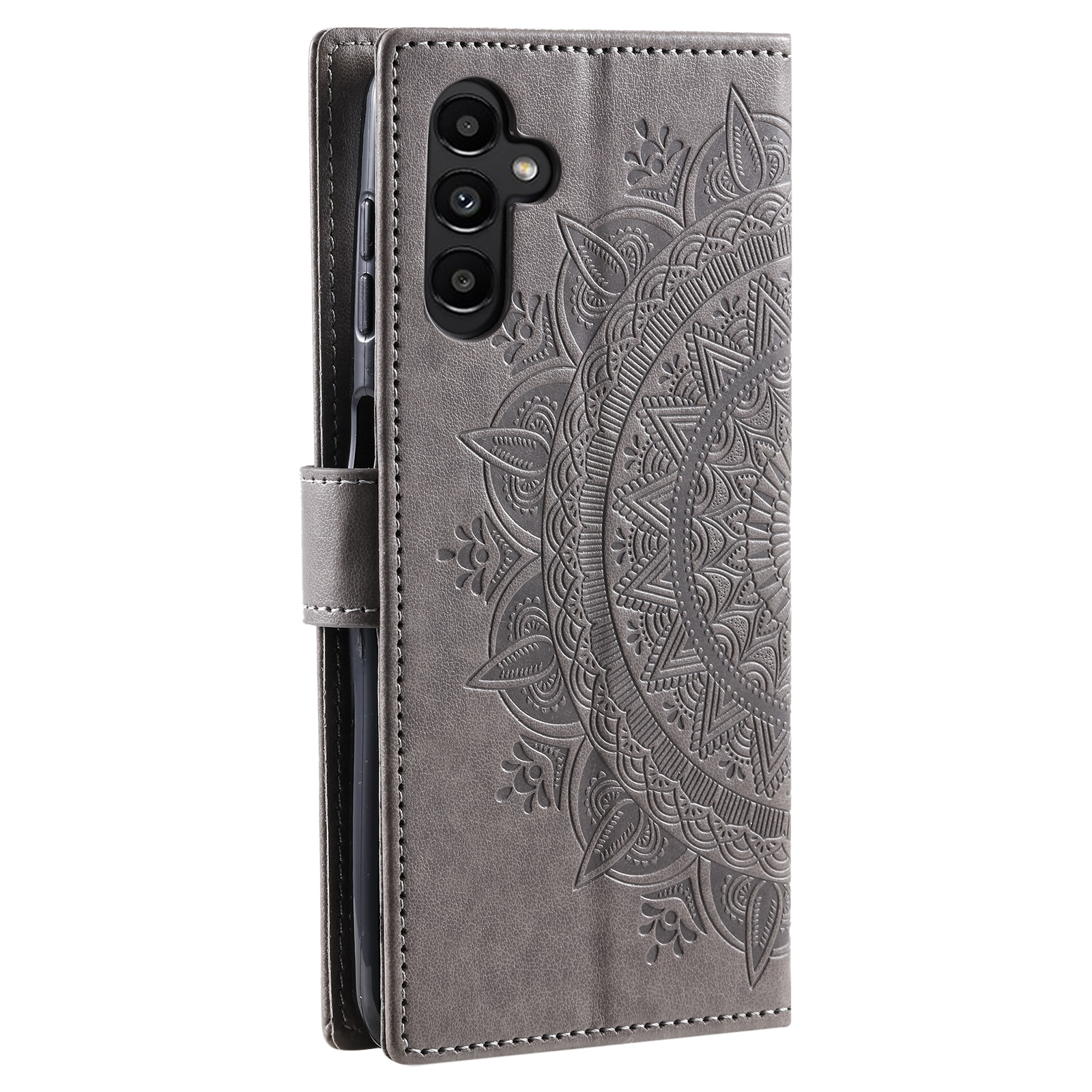 Étui en cuir Mandala Samsung Galaxy A17, Gris