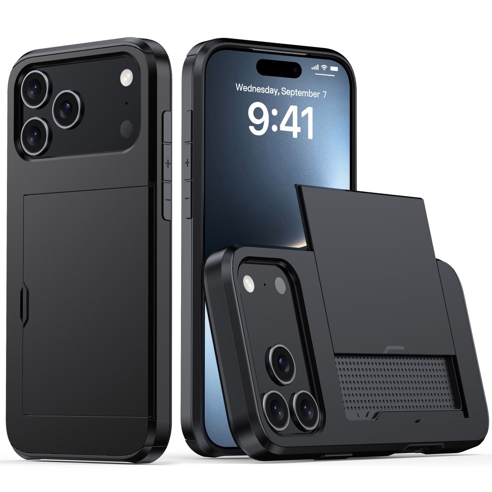 Coque à cartes iPhone 17 Pro, Noir