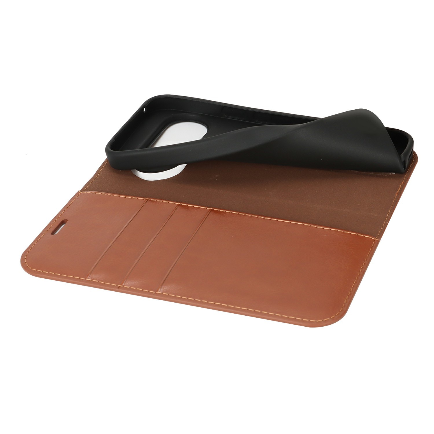 Coque portefeuille en cuir Veritable Google Pixel 10, Marron