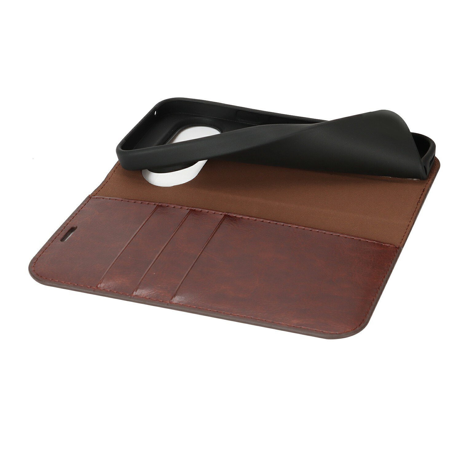 Coque portefeuille en cuir Veritable Google Pixel 10, Marron foncé