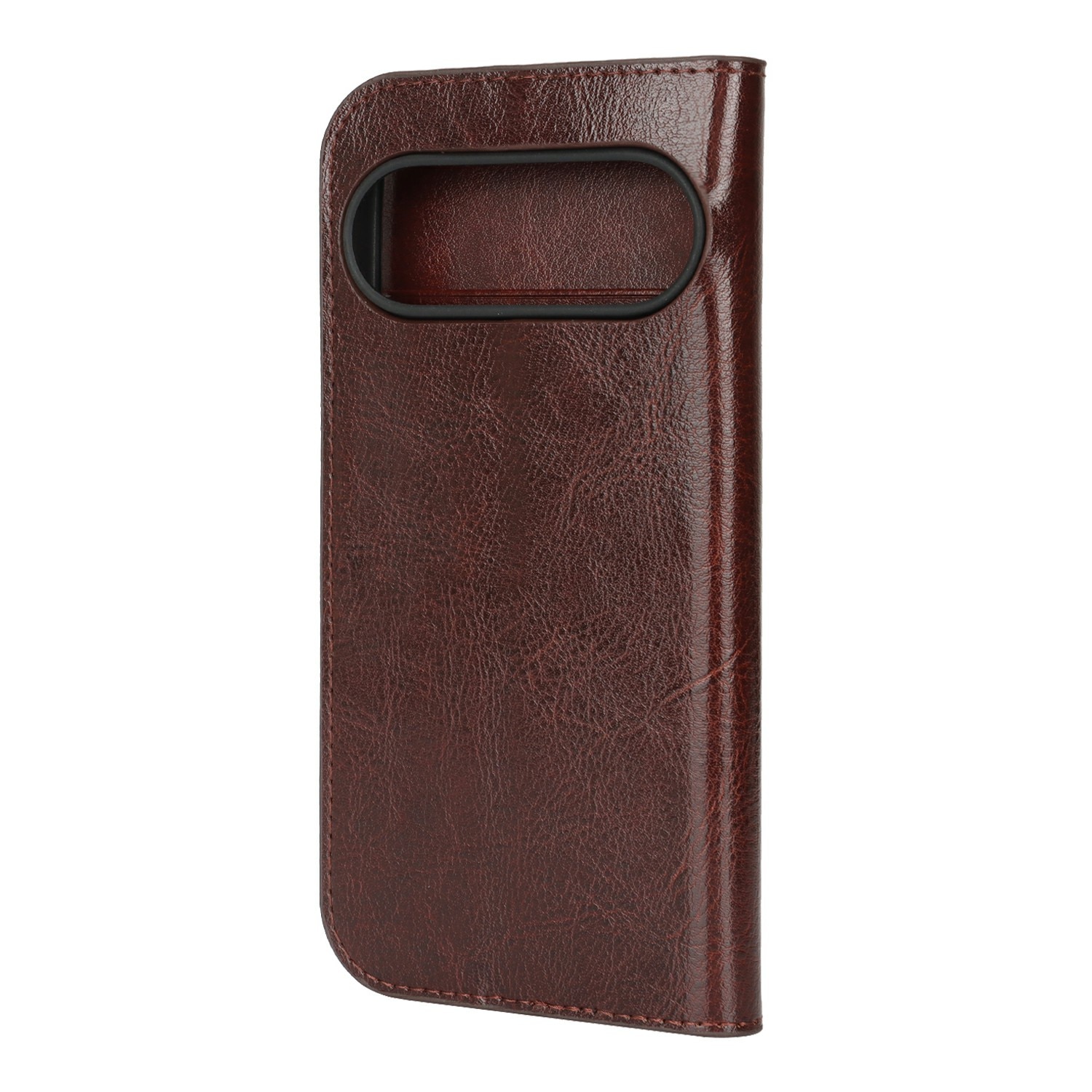 Coque portefeuille en cuir Veritable Google Pixel 10, Marron foncé