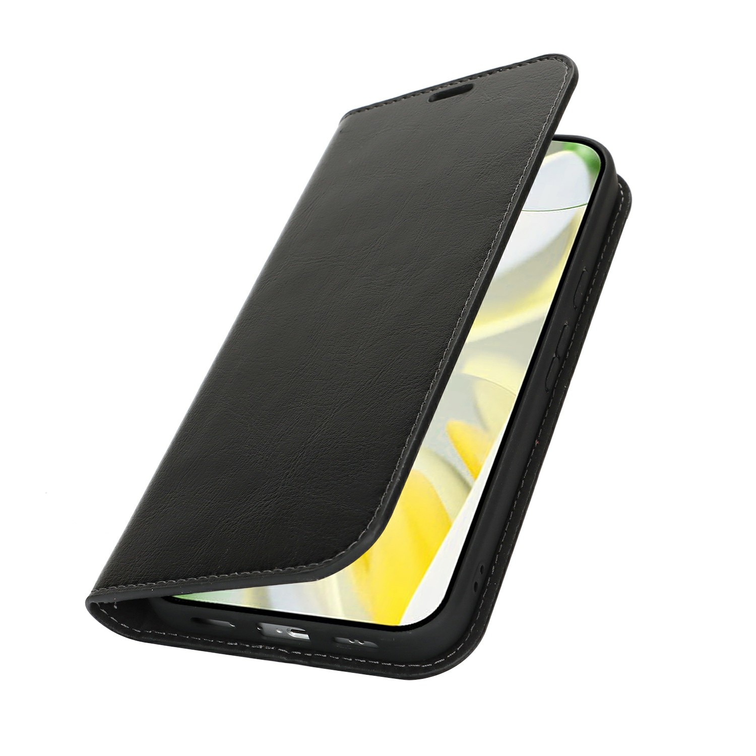 Coque portefeuille en cuir Veritable Google Pixel 10 Pro XL, Noir