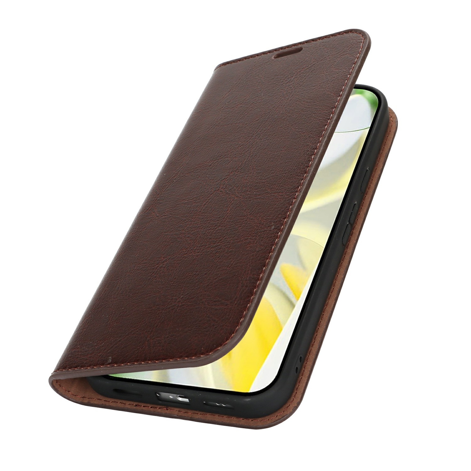 Coque portefeuille en cuir Veritable Google Pixel 10 Pro XL, Marron foncé