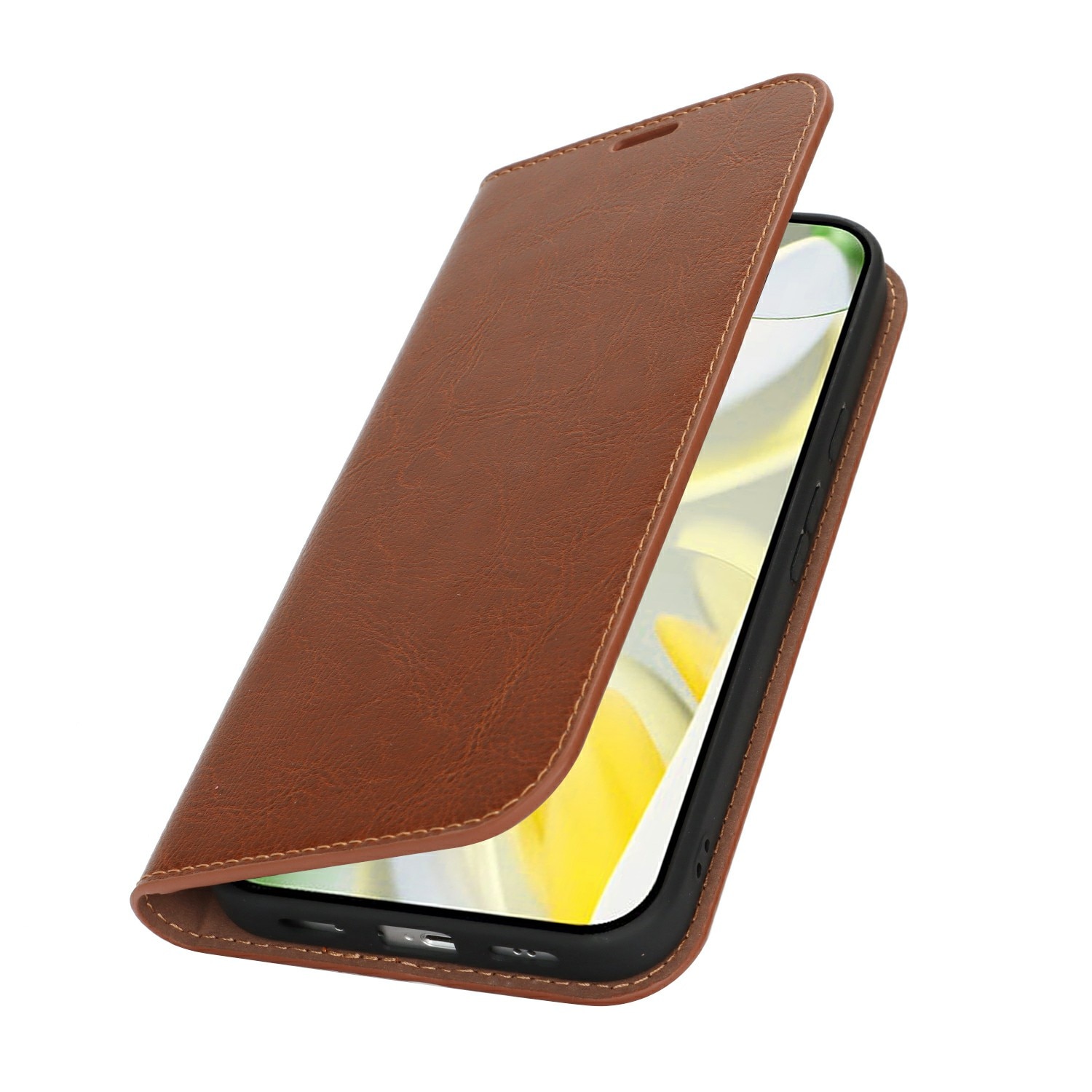 Coque portefeuille en cuir Veritable Google Pixel 10 Pro XL, Marron