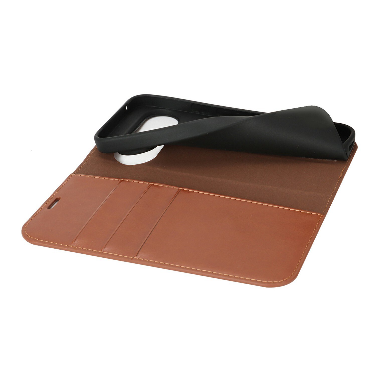 Coque portefeuille en cuir Veritable Google Pixel 10 Pro XL, Marron