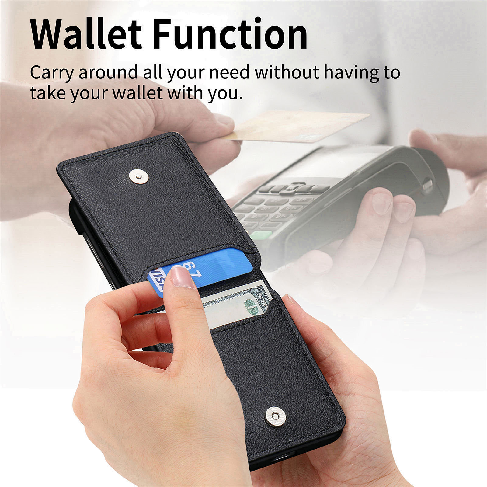 Coque avec porte-bague + porte-cartes Samsung Galaxy Z Flip 7, noir