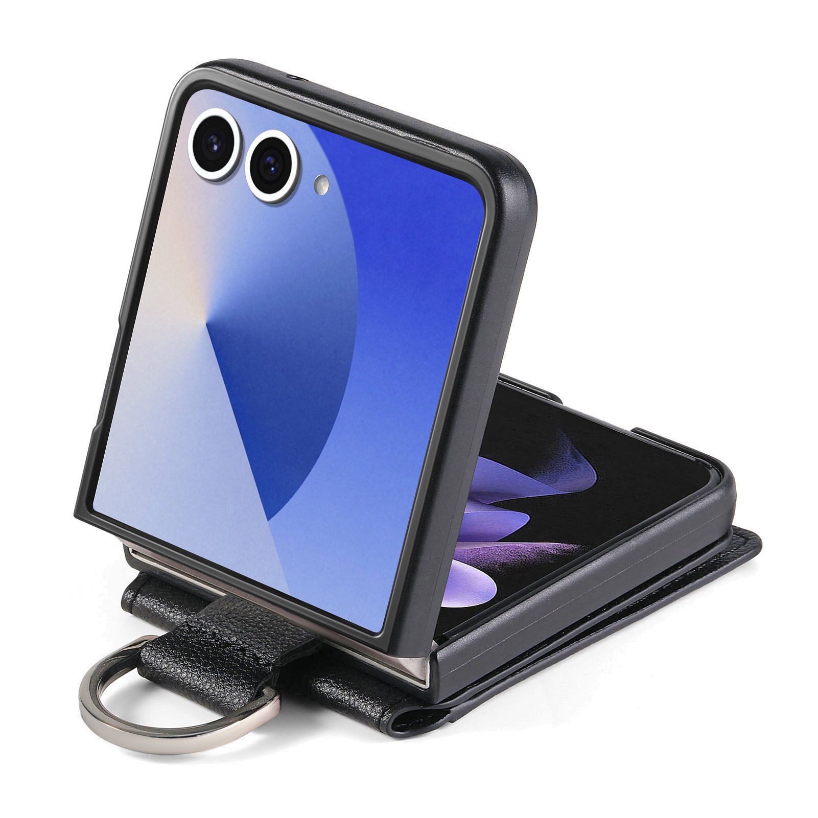 Coque avec porte-bague + porte-cartes Samsung Galaxy Z Flip 7, noir
