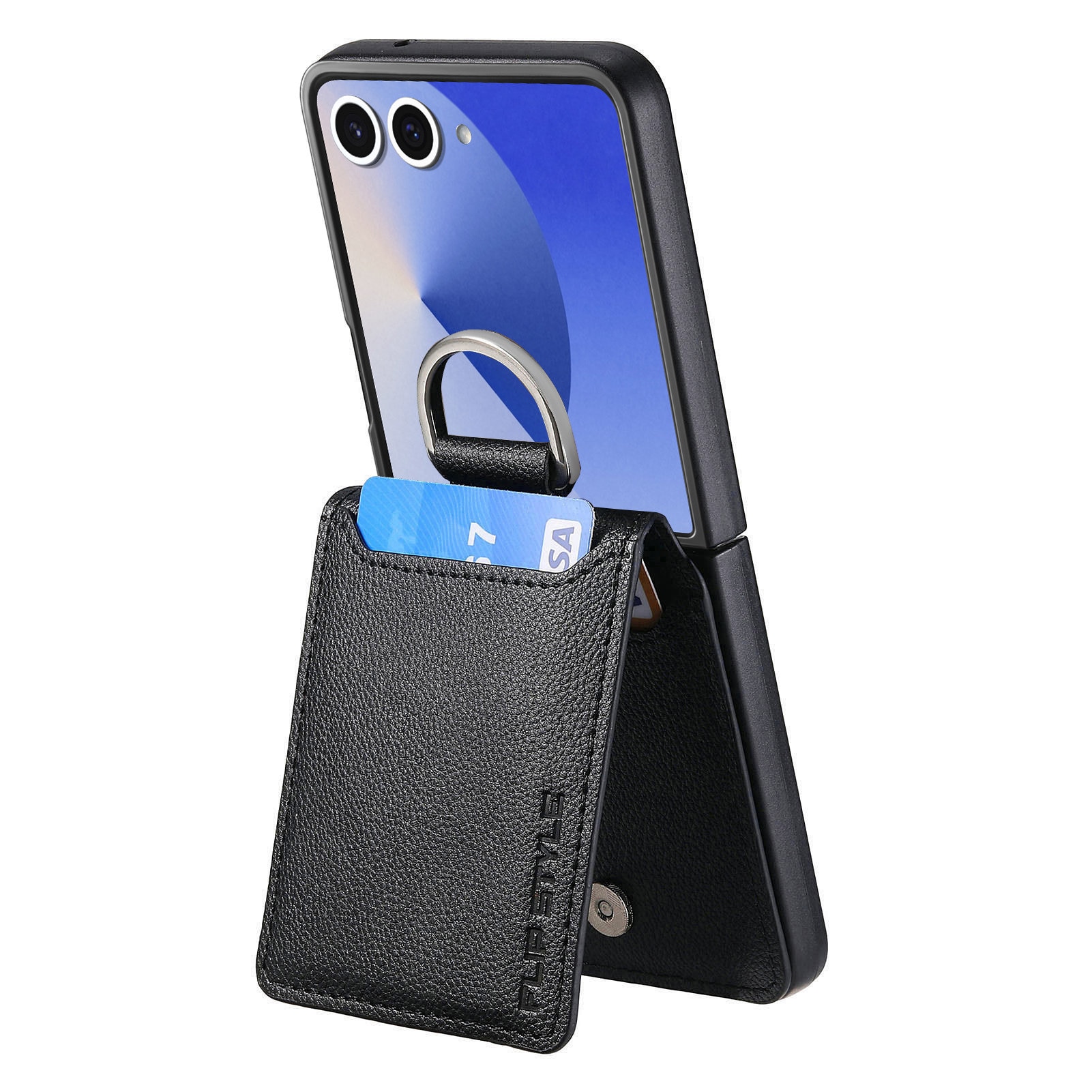 Coque avec porte-bague + porte-cartes Samsung Galaxy Z Flip 7, noir