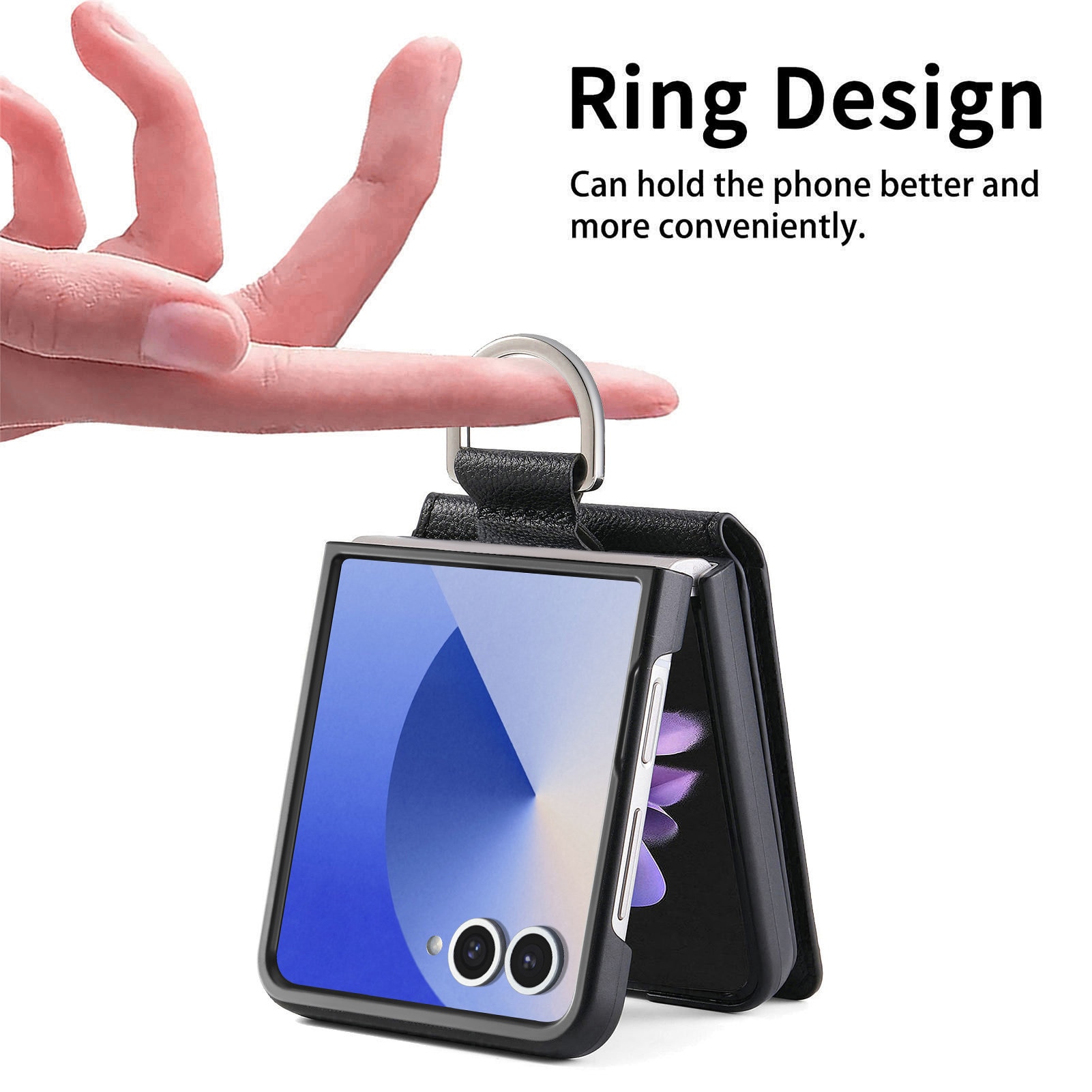 Coque avec porte-bague + porte-cartes Samsung Galaxy Z Flip 7, noir