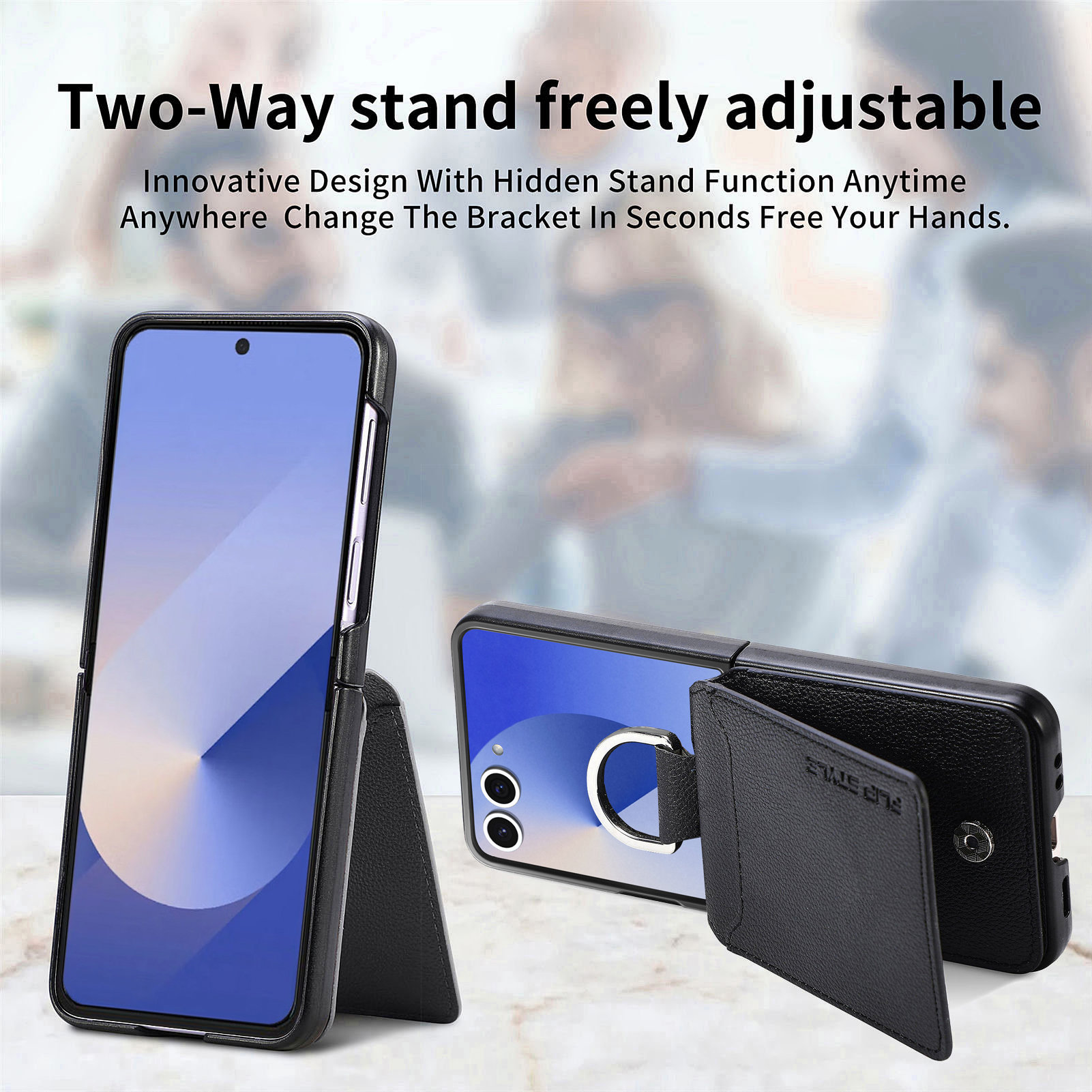 Coque avec porte-bague + porte-cartes Samsung Galaxy Z Flip 7, noir