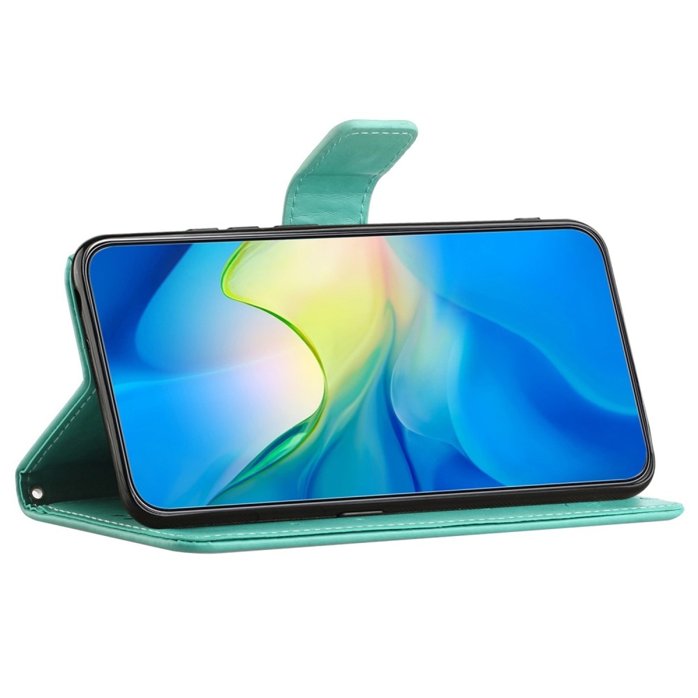 Étui en cuir à papillons pour Samsung Galaxy A14, vert