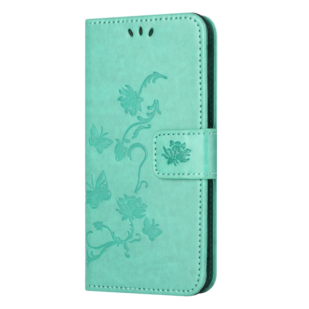 Étui en cuir à papillons pour Samsung Galaxy A14, Vert