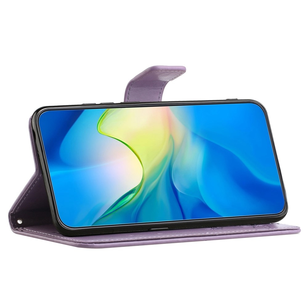 Étui en cuir à papillons pour Samsung Galaxy A14, violet