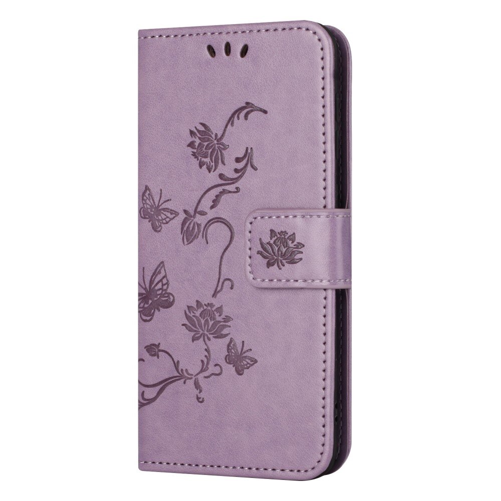 Étui en cuir à papillons pour Samsung Galaxy A14, Violet
