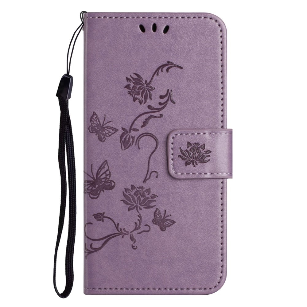 Étui en cuir à papillons pour Samsung Galaxy A14, Violet