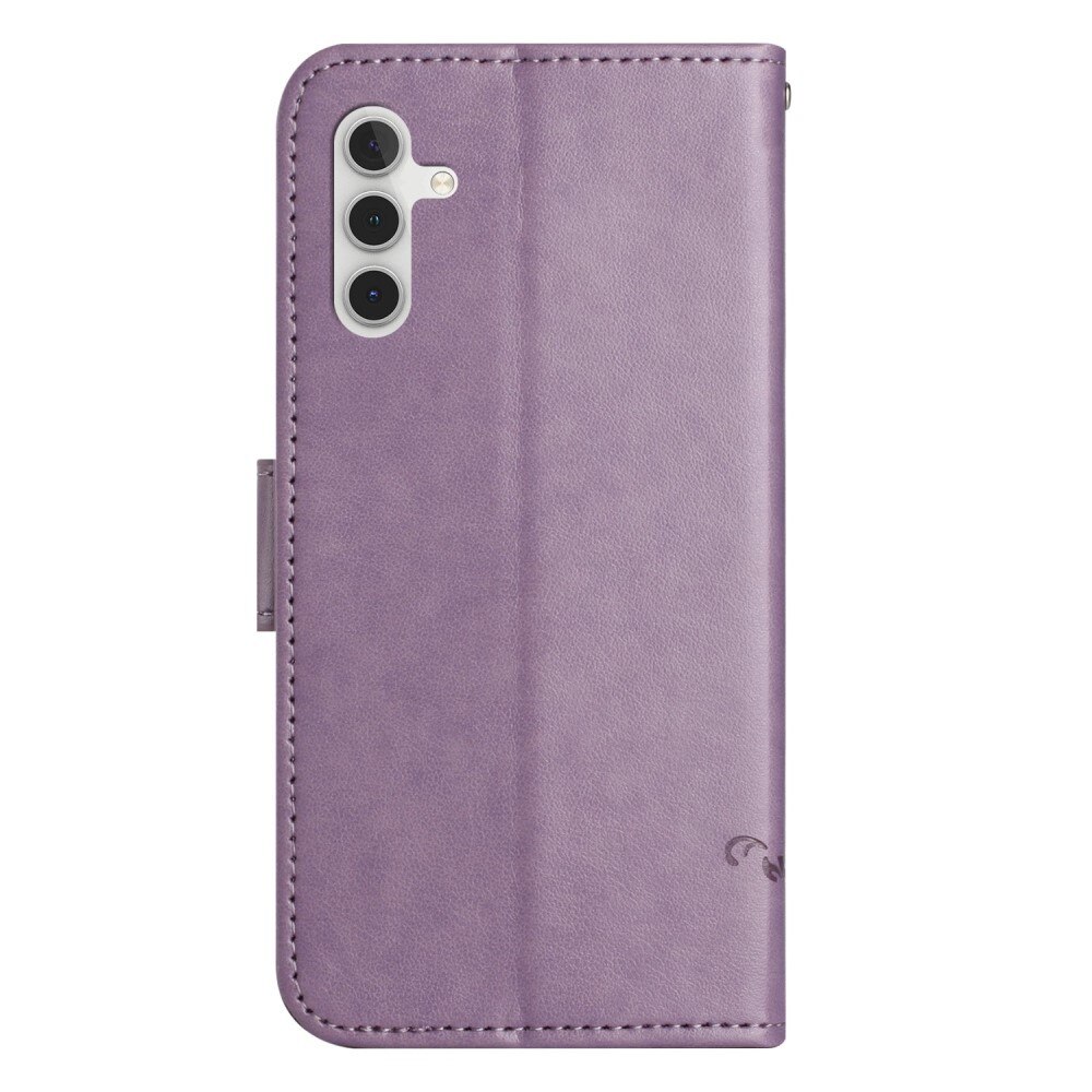 Étui en cuir à papillons pour Samsung Galaxy A14, violet