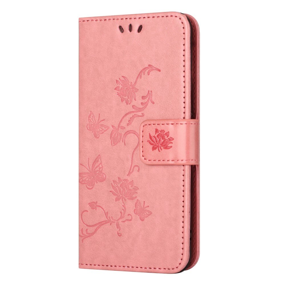 Étui en cuir à papillons pour Samsung Galaxy A14, Rose