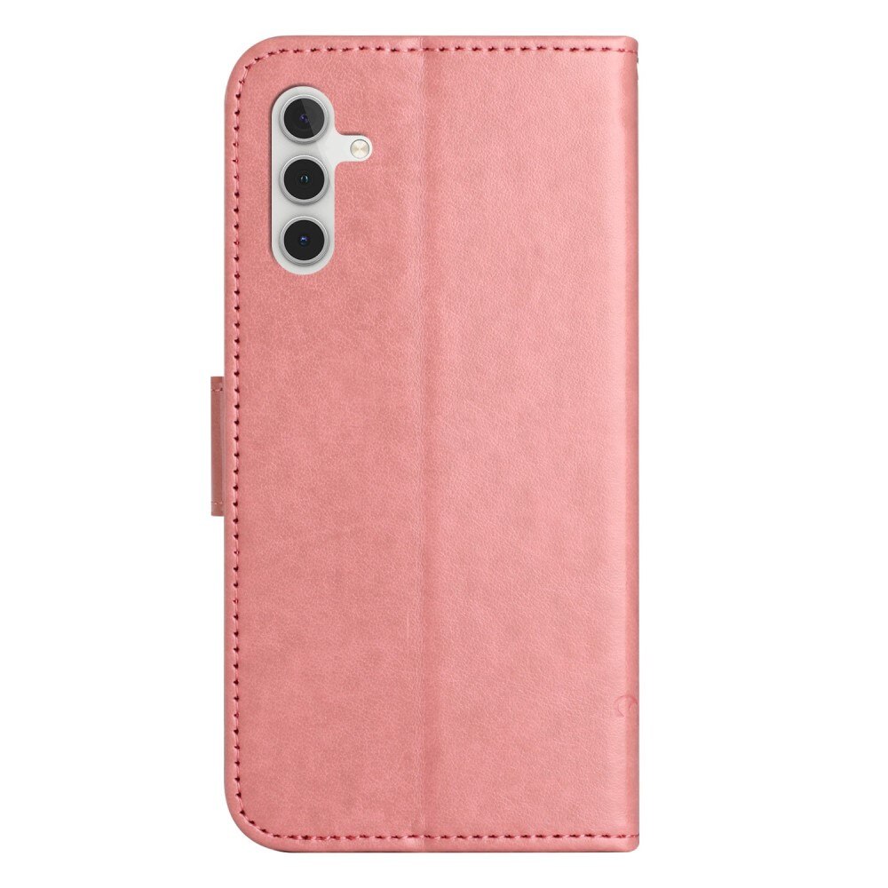 Étui en cuir à papillons pour Samsung Galaxy A14, Rose